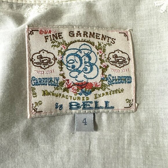 Bell Fine Garments White Embroidered Long Sleeve Button-Up Blouse With Scalloped - Picture 3 of 7